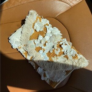 Anthropologie yellow beaded clutch summer